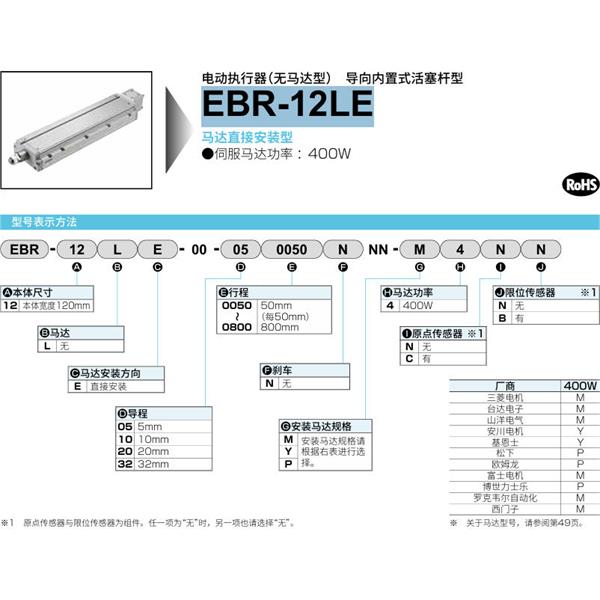 CKD喜開理電動執(zhí)行器（無馬達(dá)型）滑塊型EBR-12LE-00-050800NNN-P2CB