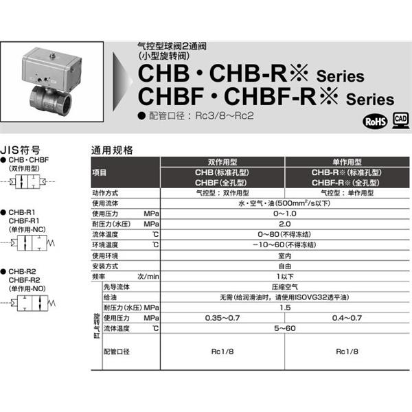 CKD喜開理氣控式球閥2?3通閥CHB-R2-10