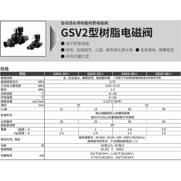 CKD喜開理自動(dòng)灑水用樹脂制電磁閥GSV2-40U-DC24V